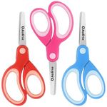 Asdirne Left Kids Scissors, Safety Children Scissors, Craft Scissors with Blunt Tip Stainless Steel Blades and Soft Grip, Great for Home and School, Assorted Color, 13.5cm, 3 Pack