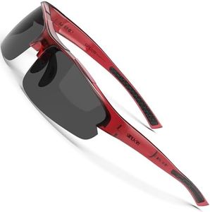 SIPLION Polarized Sunglasses Men Sports: UV400 Protection Anti-Slip Wrap-Around TR90 Frame for Driving Fishing Golf Running (Red Frame/Black Lens(not Mirrored)-upgrade, As the picture)
