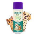 Gecko Pet Pro 2X Anti-Tick & Flea Powder for Dogs & Cats | Neem, Lavender & Calendula | Extra Strength Tick & Flea Control | Gentle Coat Care | Safe for Regular Use | 120g | (Pack of 1)