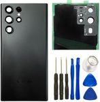 HQB-STAR Back Glass Replacement for Samsung Galaxy S23 Ultra Back Cover Glass Housing Door with Camera Lens and Pre-Installed Tapes + Tools Phantom Black