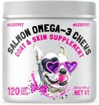 Omega 3 Alaskan Salmon Oil Treats for Dogs 120 Fish Oil Chew Supplement Skin and Coat Allergy and Itch Relief Hip & Joint Health Brain Shedding Hot Spots Treatment Omega 3 6 9 EPA & DHA Fatty Acids