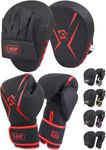 AQF Kids Boxing Gloves and Pads Set- Junior Boxing Gloves and Pads- Kids Boxing Set For Kickboxing & MMA Muay Thai Punching Glove With Curved Boxing Pads For Martial Arts Training