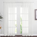 NICETOWN Rod Pocket Sheer Curtains for Living Room, Voile Sheer Curtains Vertical Blinds/Window Drapes for Bedroom, W60 x L84, Ivory, 2 Panels