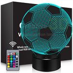 BASSI Soccer Gifts 3D Night Light,16 Colors Changing Touch/Remote Contro, Soccer 3D Illusion Lamp, Birthday Christmas Gifts for Boys Girls, Soccer Stuff Soccer Room Decor