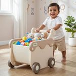 Baybee Scoot Shopping Cart for Kids | Baby Push Ride on Car with Toy Storage Basket & Smooth Rolling Wheels | Push Walker to Support Healthy Walking & Prevent Bow Legs for 6+ Months Toddlers & Babies
