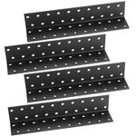 4 Pcs Angle Brackets for Wood, Corner Brackets for Raised Garden Bed, Black Metal L Brackets for Gardens, Fixing Repairing Jointing Furniture Shelves Cabinets, 200x40x40mm, Screws Included