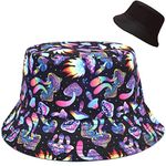 Malaxlx Psychedelic Trippy Mushrooms Print Bucket Hat Beach Sun Hat Funny Fishing Hat for Women, Reversible Double-Side Wear