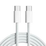 Basesailor Usb-C To C Nylon Braided Cable With Apple Mfi Certified,Fast Pd Charging For Iphone 15/15 Pro Max/15 Plus,Macbook,Other Type-C Devices-Durable&High-Speed,White