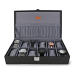 LEDO Men's and Women's Watch Box Organizer Case In 12 Slots of watches In Black color with Gray Velvet