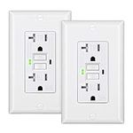 DEWENWILS 20A GFCI Outlet, 2-Pack Self-Test GFCI Receptacle with LED Indicator, Tamper Resistant, Weather Resistant, Wallplate Included, UL Listed, White