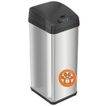 iTouchless 13 Gallon Pet-Proof Sensor Trash Can with AbsorbX Odor Filter Kitchen Garbage Bin Prevents Dogs & Cats Opening Lid, Stainless Steel Plus PetGuard, Battery and AC Adapter (Not Included)