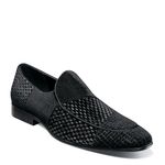 STACY ADAMS Men's Shapshaw Velour Slip on Loafer, Black, 8