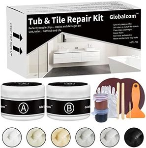 Tub and Fiberglass Shower Repair Kit (Color Match), 3.7oz Porcelain Repair Kit, Porcelain Sink and Acrylic Bathtub Repair Kit White for Cracks Chips Dents Holes Almond/Biscuit/Bone