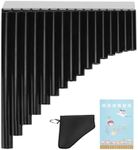 Pan Flute with Cardboard Carrying Bag, C Key Pan Pipes Easy Learn Woodwind Instruments Panpipe Music Woodwind Traditional Musical Instruments for Adults Beginners Training (Black)