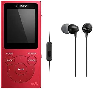 Sony NW-E394 8GB Walkman Audio Player (Red) with Sony MDREX15AP Fashion Color EX Series Earbud Headset with Microphone (Black) (2 Items)