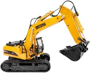 Sunnydaze Dig and Drive Remote Control Excavator Toy - 1:20 Scale Light-Up RC Construction Vehicle with Controller - Ages 3 and Up