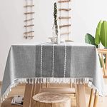 Table Cloth Rectangle Table, Stylish Dining Farmhouse Linen Tablecloth Nappe Kitchen & Table Linens, Elegant Waterproof Table Cover, Table Cloths Rectangular (ClassicStripes-Grey, 4-6 Seats)