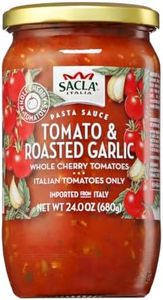 SACLA Cherry Tomato & Roasted Garlic Pasta Sauce with No Added Sugar | 100% Italian Grown Tomatoes with Slow Roasted Garlic | 24 oz Glass Jar | Imported from Italy | Non-GMO Authentic Italian Sauce