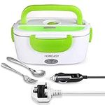 homeasy Electric Lunch Box, 80W 3 in 1 Food Heater Warmer 1.5L Removable Food-Grade Stainless Steel Container Portable for Car, Office, School and Home Use 220V/12V/24V (Green)