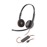 Poly by Plantronics - Blackwire 3220 USB-C Wired On Ear Headset - Dual Ear (Stereo) with Boom Mic - Connect to PC/Mac via USB-C. Works with Teams, Zoom and More (209749-22)