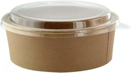 We Can Source It Ltd Disposable Round Kraft Paper Bowls Salad & Deli Takeaway Streetfood - 100 x 1000ml with Lids