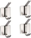 KISUOMAOYI Self Adhesive Hooks, 4 Pack, Stainless Steel Sticky Towel Hook, Heavy Duty Wall Hooks , Anti-Rust Waterproof Door Hooks for Kitchen/Bathroom/Office,Non-Slip Holder for Robes, Bags, Coats.