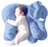 Babify Big Size Fibre Filled Stuffed Animal Elephant Baby Plush Material Hugging Pillow for Toddlers (60 cm, Blue)