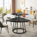 Tribesigns Round Dining Table, 120cm Dining Table for 4-6 People, Dinner Tables With Faux Marble Veneer for Living Room Kitchen, Black White(Only Table)