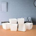 VINSHRA 4 INCH White Flower Pot Set of 4 | Indoor Table/Desk Pot/Mini Planter/Square Table Top Plastic Pot/Mini Plastic Planters with Matte Finish for Home & Garden Decor (Plants Not Included)