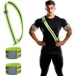 Reflective Running Gear, 3Pcs Reflective Gear for Body, Wrist, Leg, Adjustable Shoulder Strap with Carabiner, Safety Reflector Tape Straps, Large Reflective Surface Area, Suitable for Night Running