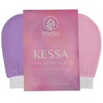 BfefBo Body Exfoliating Glove, KESSA Pink & Purple, 2 PACK, Bath & Shower Mitt, Body scrub, Exfoliator, Plant based, Targets keratosis pilaris, Plastic free (Pink)