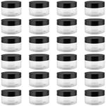 JEUIHAU 24 Pack 100ml Clear Plastic Jars with Lids, BPA-Free Empty Slime Storage Jars, Wide Mouth Plastic Container for Slime, Spices, Makeup, Grains, Crafts