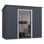 Goplus Outdoor Storage Shed with Floor Base, 3.6 FT x 7.1 FT Weather-Resistant Metal Tool House w/Air Vents & Lockable Door, Garden Sheds & Outdoor Storage for Outside Backyard, Patio, Lawn, Yard