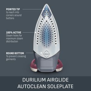 Tefal Ultraglide Steam Iron – Grey/Purple, Powerful Steam Performance