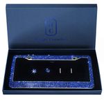 1 Pack Luxury Handcrafted Bling Blue Rhinestone Stainless Steel License Plate Frame with Gift Box | 1000+ pcs Finest 14 Facets SS20 Blue Rhinestone Crystal | Anti-Theft Screw Cap