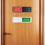 2 Pieces Do Not Disturb Sign, Privacy Sign for Home Office Hotel, Please Knock Slide Sign, 7 x 2 Inch Slider Door Indicator Sign, Black, White (White,black)