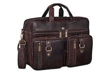 BRAND LEATHER Genuine Leather Convertible Backpack 16" Laptop Messenger Bag Multi-Functional Business Briefcase for Men (BROWN)