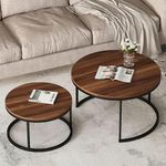 Zamofy Modern Marble Finish Set of Coffee Table 2 Piece, Nesting Stacking Tea Table Sofa Center Table for Living Room, Drawing Room Any Department (Black & Walnut)