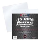 BCW 100 Vinyl 45 RPM 7" Record Poly Outer Record Sleeves | Album Covers | Crystal Clear | Record Covers | 2 Mil Thickness | Vinyl Record Storage | Dust and Scratch Protection | Vinyl Record Sleeves