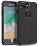 MXX Heavy Duty Case Compatible with iPhone 8 Plus Protective Case with Screen Protector [3 Layers] Rugged Rubber Shockproof Protection Cover for iPhone 7 Plus - iPhone 8 Plus/iPhone 8+ (Black)