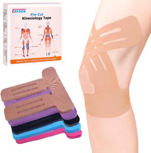 IEADEN Precut Kinesiology Tape for Knees, 20 Pcs, Upgraded, Knee Support & Stability, Knee Pain Relief Athletic Tape - Waterproof & Elastic, Breathable Hypoallergenic Latex-Free Tape, Beige