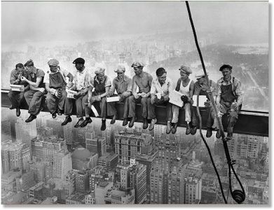 KUBAPIG 1932 Lunch Atop A Skyscraper Black White New York Construction Worker Iconic Photo Rockefeller Plaza Poster Wall Art Muarl Decor (SKU1,20 x28inch=(50 x70 cm),Unframed)