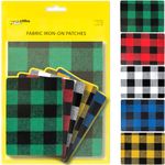 ZEFFFKA Premium Quality Large Plaid Tartan Fabric Iron-on Patches Inside & Outside Strongest Glue 100% Cotton Repair Decorating Kit Jeans Modern Cool Design 5 Pieces Size 5" by 7" (13 cm x 18 cm)