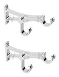 WSK Stainless Steel Curtain Double Rod Heavy Support Bracket Clamp - Silver Chrome Finish, Set of 2 Pieces S110-001