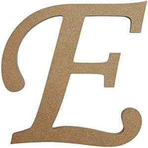 12" Wooden Monotype Font Craft Letter E Unfinished, Blank Fancy Script Monogram Cutout on 1-4" MDF