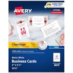 Avery Two-Side Printable Clean Edge Business Cards for Inkjet Printers, White, Matte, Box of 1000 (8870)