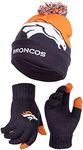 Ultra Game NFL Boys Girls Super Soft Winter Beanie Knit Hat With Extra Warm Touch Screen Gloves