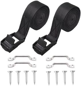 Ruibapa 2 Sets 1"x 48"(4 ft) Battery Tie Down Strap kit with Stainless Steel Cam Buckle, Stainless Steel Bracket and SS Screws for Boats, Luggage Belt, Cars