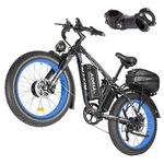 Tuttio Peak 4000W 52V 30Ah Dual Motor Electric Bike 24'' 68KM/H 210N.M Ebikes for Adults Men Women Fat Tire Mountain Bike (Blue)