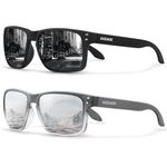 KUGUAOK Polarized Square Sunglasses For Men & Women Matte Finish Sunglasses UV Protection Glasses, 2pack Black+silver, 0 - Pack of 2